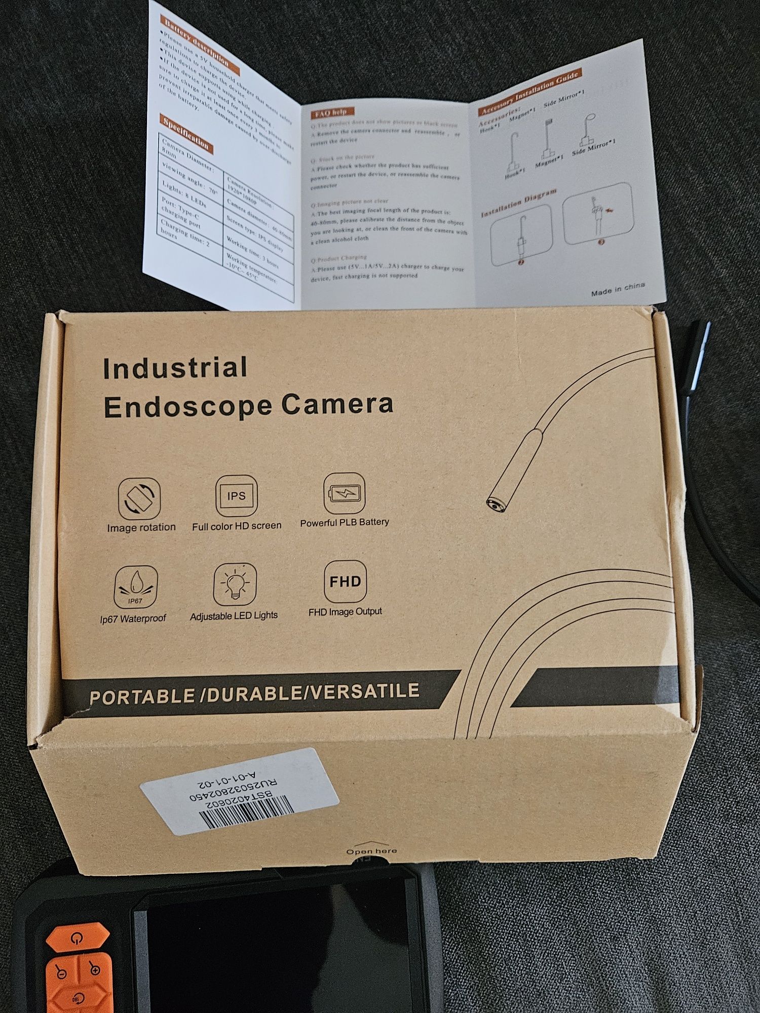 Vând camera endoscop (fir camera+ecran) full HD, WaterProof. 110lei.