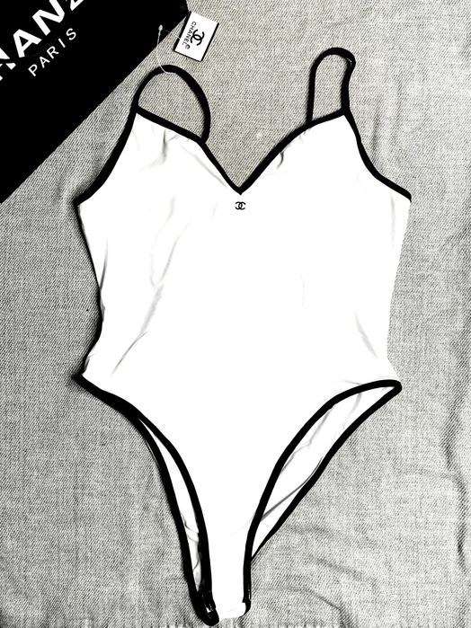 бяло боди шанел chanel цял може да се позлва за бански материя памук