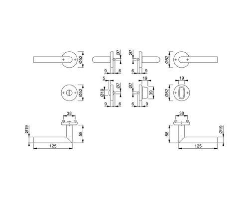 Mânere cu rozetă ușă Hoppe Utrecht, oțel inoxidabil