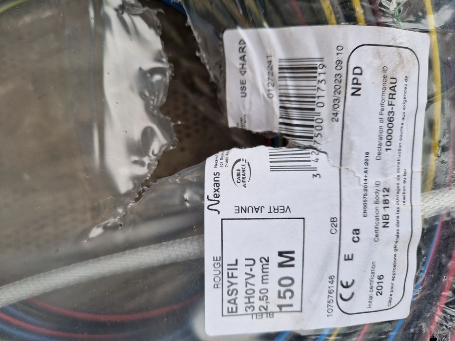 Vând conductor electric 3X2,5 mm la colac de 150 ml