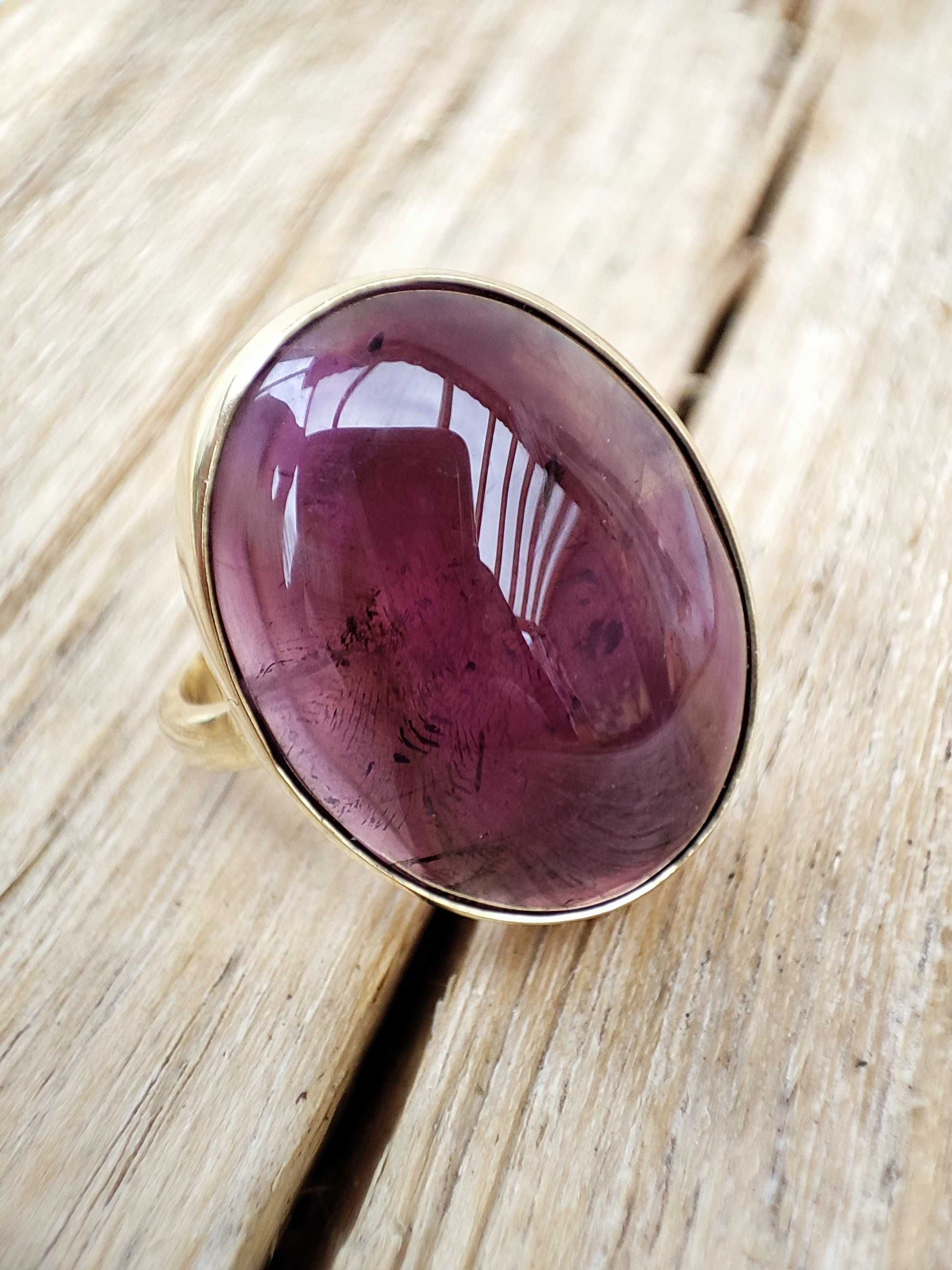Inel Aur 18K Cu Ametist Amethyst Cabochon Unicat