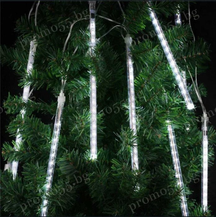 Коледни Лед Висулки Искрящ Падащ Сняг 8Брх48см.