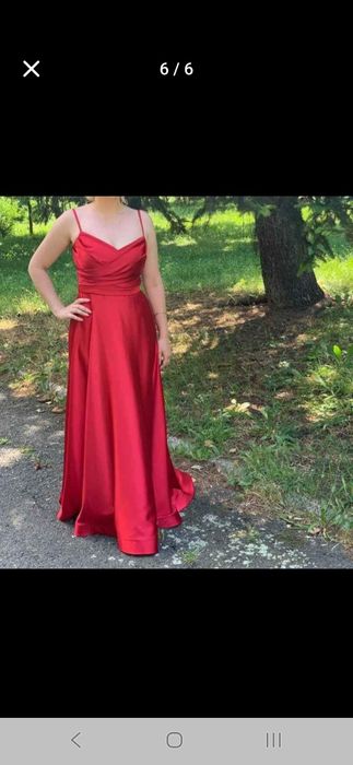 Червена официална сатенена рокля
