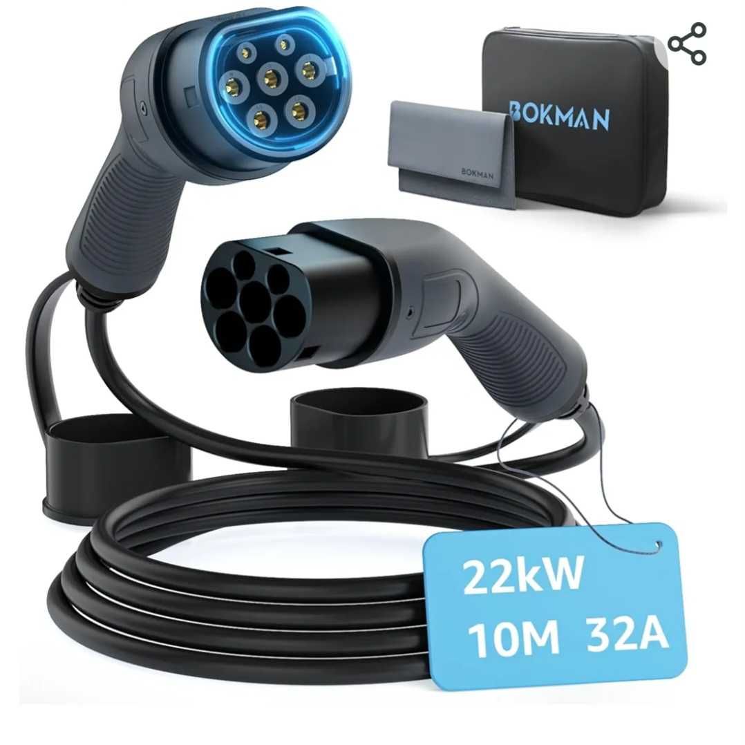 Bokman Тип 2 към Тип 2 EV 10 метра 3 фазен кабел за зареждане 32A|22KW