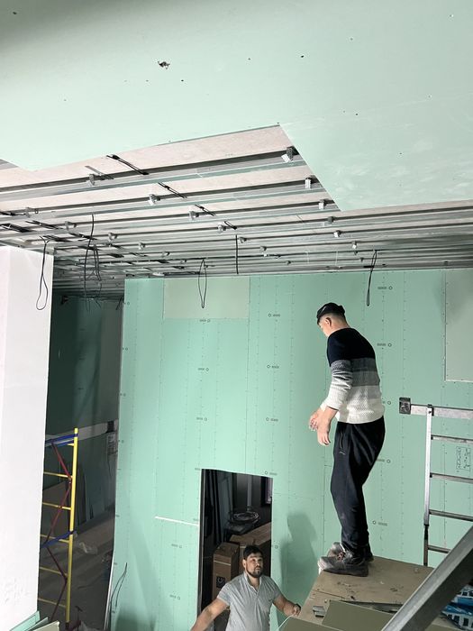 Монтаж гипсокартона стены потолок, перегородка