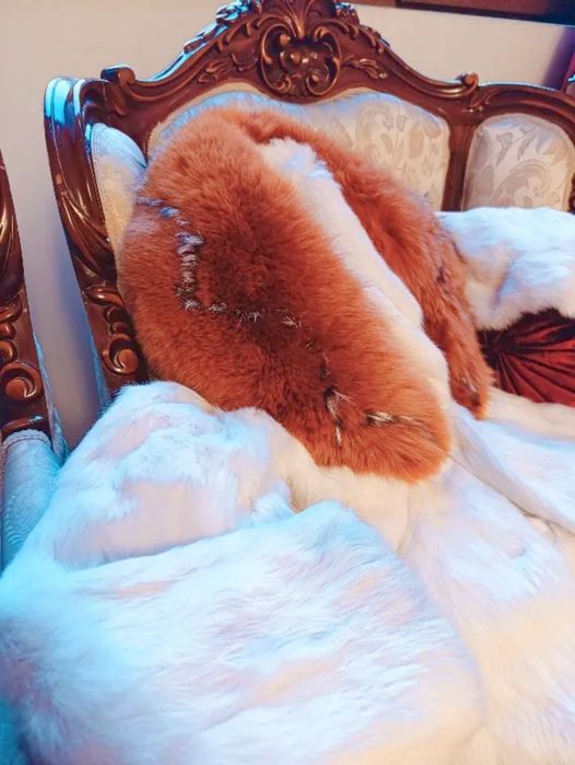 Палто от естествен косъм чинчила и лисица