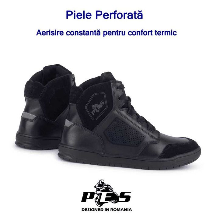 Ghete Moto Urbane PES City Guard Rezistente la Impact, Piele Perforată