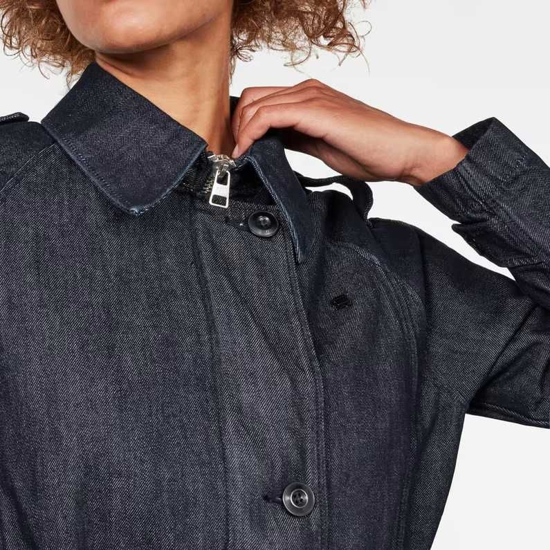 Ново Намалено G-star Minor Denim Classic Trench Dk Blue Дамски Тренч -