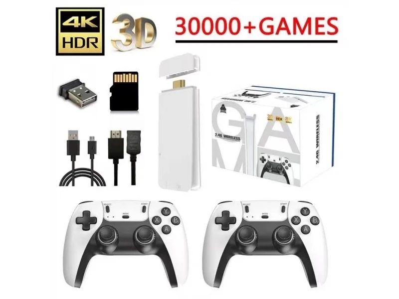 Game Stick М15 4K Конзола с 30000 Игри и Безжични Джойстици 64гб