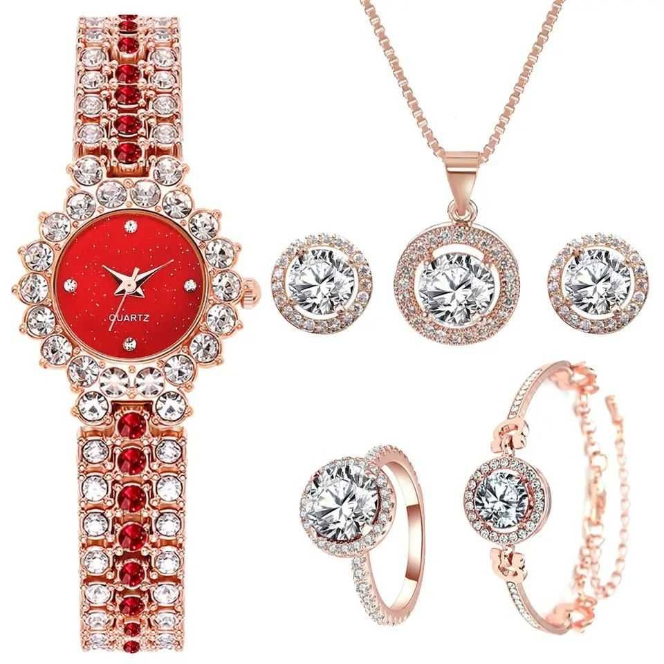 Set ceas dama elegant cu set bijuterii cadou + cutie CDQZ130