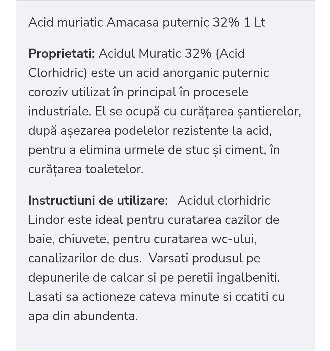 Pack Solutii Curatare/Desfundare Acid Muriatic 33% / 10% Amacasa - 7 L