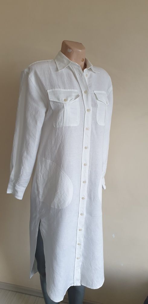 POLO Ralph Lauren Лен Shirtdress Size 0 /S НОВО ОРИГИНАЛ Дамска Ленена