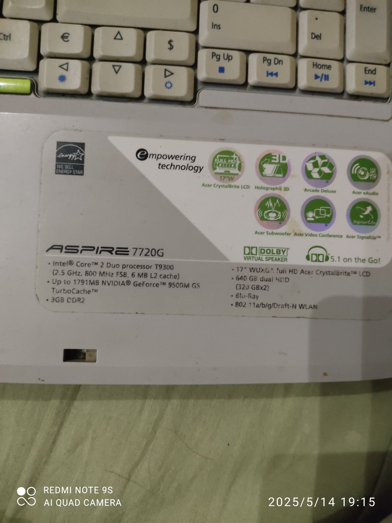 Ноутбук acer на запчасти