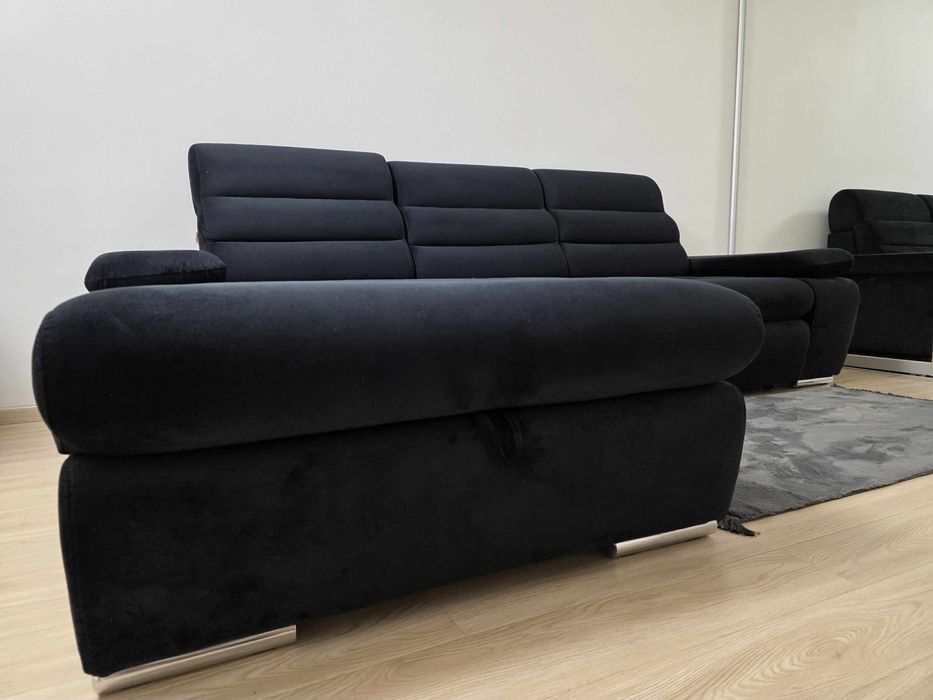Canapea extensibilă modernă, neagră – stare impecabila