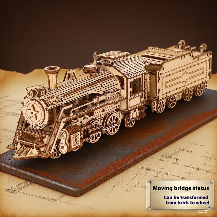 Деревянный 3D-конструктор «Паровоз» 349 деталей