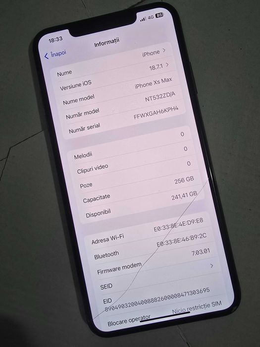 iPhone Xs Max , 256 Gb , 87% sanatate baterie , nimic schimbat !
