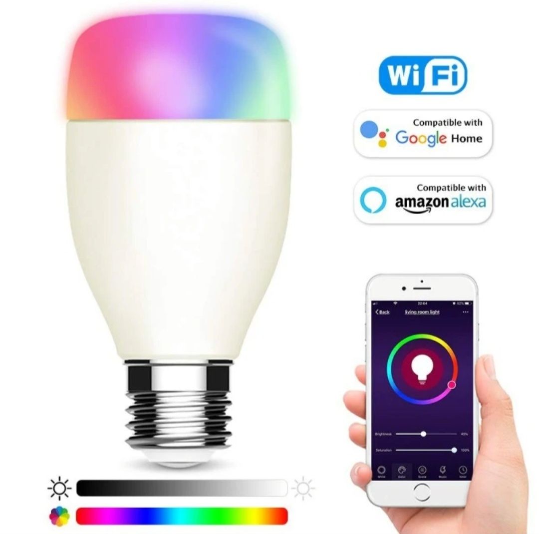 Bec inteligent LED RGBW, WI-FI, E27 7W, control telefon smart