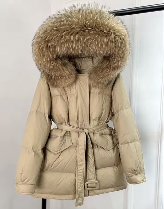 Geaca puf cu guler blana naturala