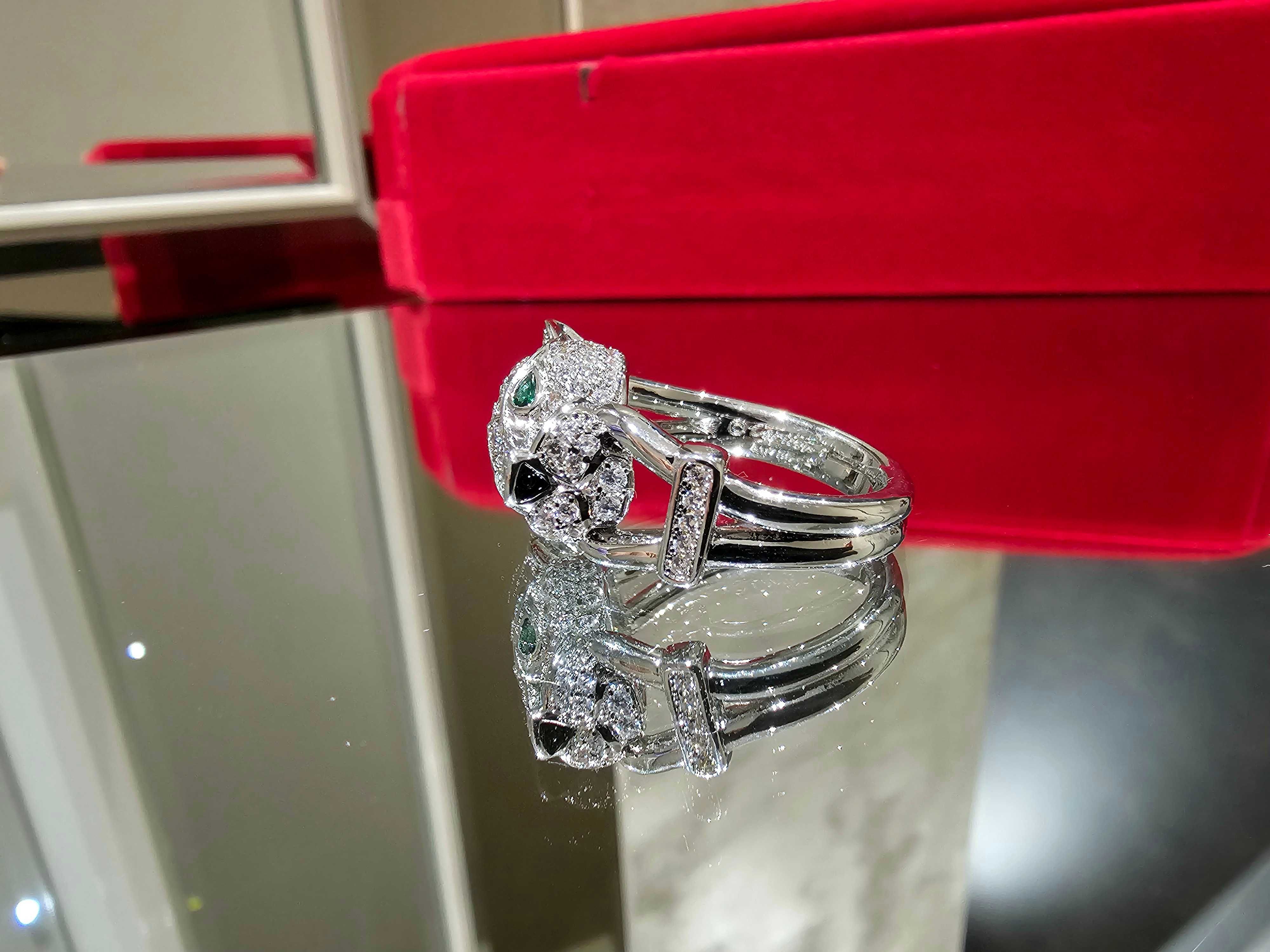 CARTIER Panthere de Cartier White Gold Paved Head Diamonds Пръстен