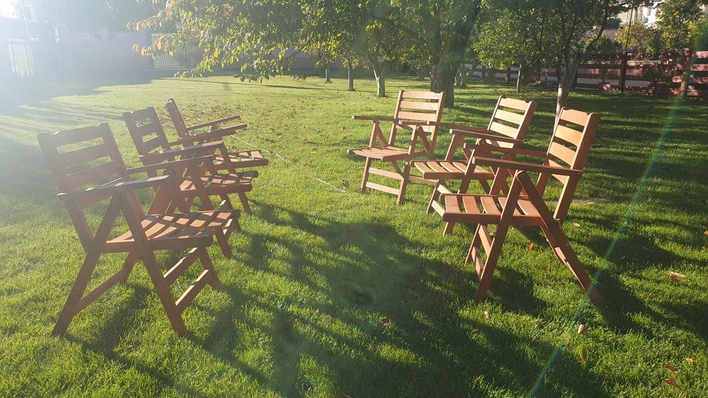 Scaune de gradina pliabile, 6 buc, lemn masiv tec