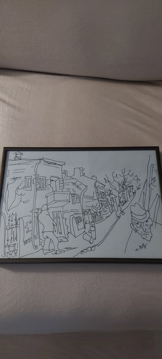 Tablou vechi,grafica, semnat autor ,deosebit.