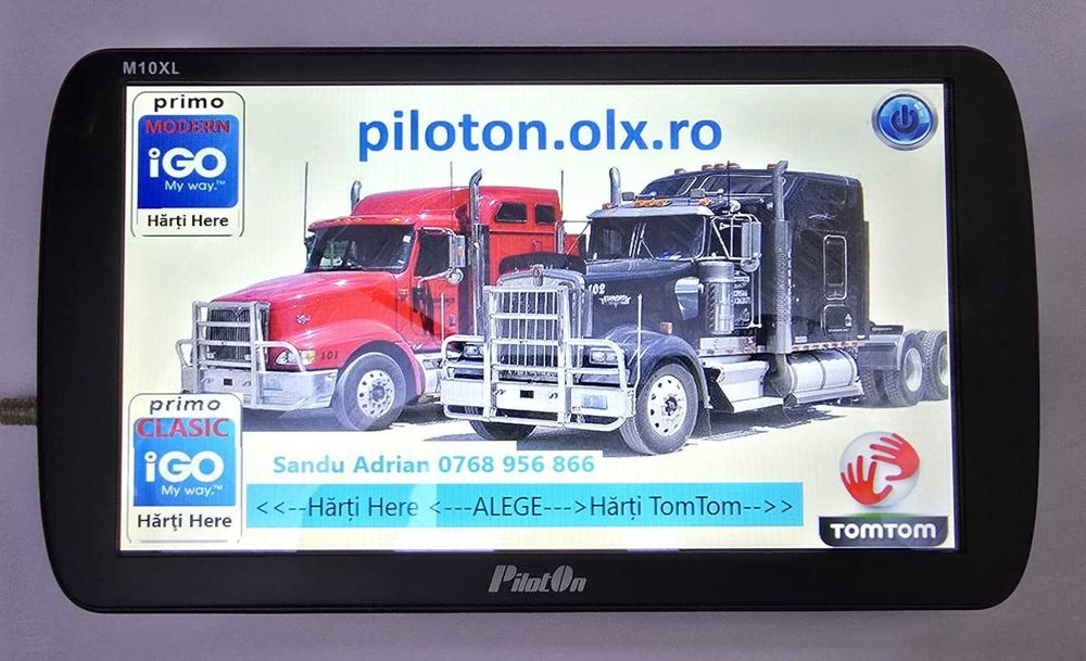 Gps PilotOn M10XL 3 softuri cu Harti Here & TomTom - DISCOUNT 10 LEI