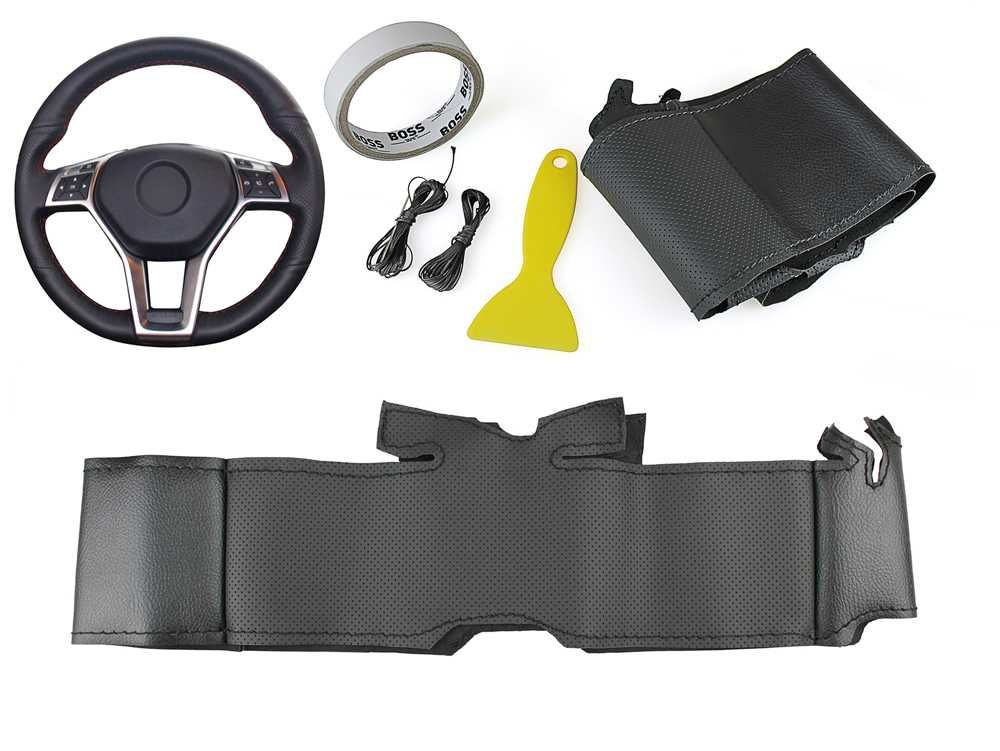 Кожен калъф за волан шиещ, Mercedes W204, W176, CLA