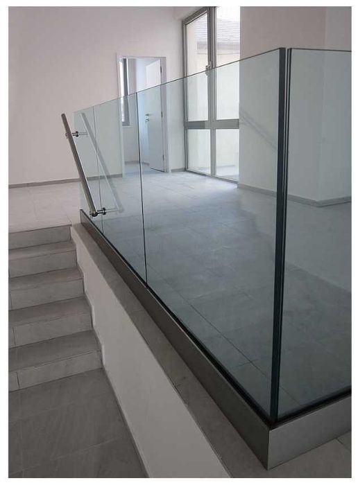 Profil Aluminiu Eloxat / Negru pentru Balustrada de Sticla + Fixare