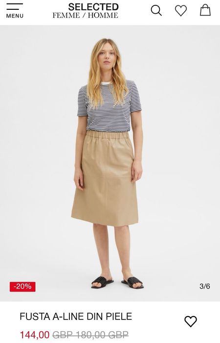 Fusta piele naturala Selected femme