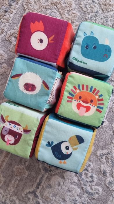 Set cuburi material textil Lilliputiens - fermă și junglă