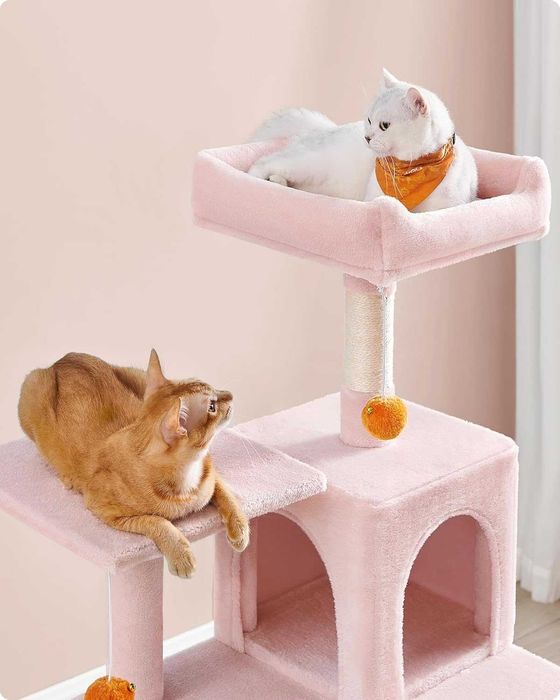 Ansamblu de joaca pentru pisici Feandrea, 143 cm, roz