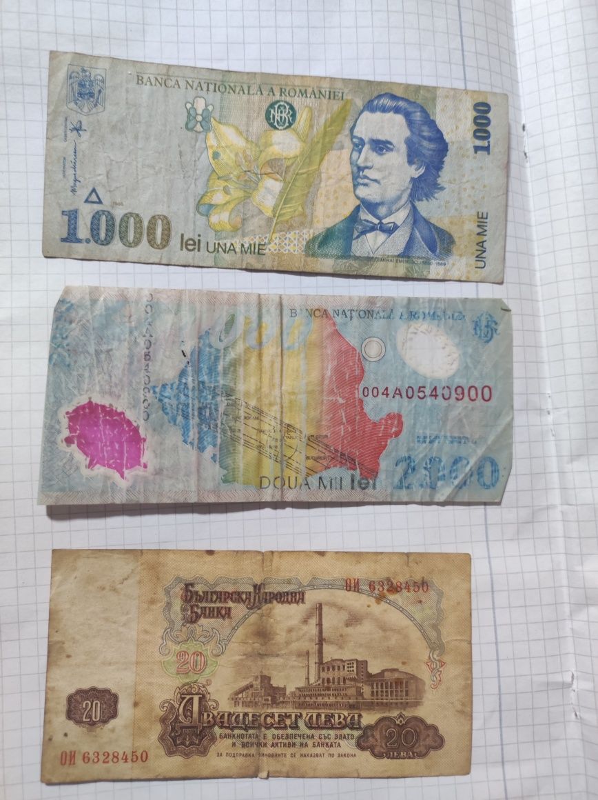 Bancnote 2 românești și una straină
