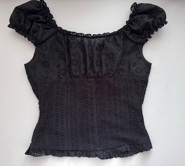 черна блуза/риза с къс ръкав