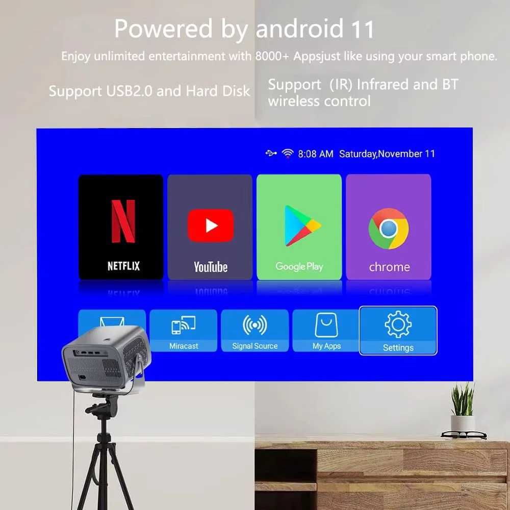 Проектор A10 Android TV Wi-Fi 2.4G/5G 200 ANSI. Есть доставка