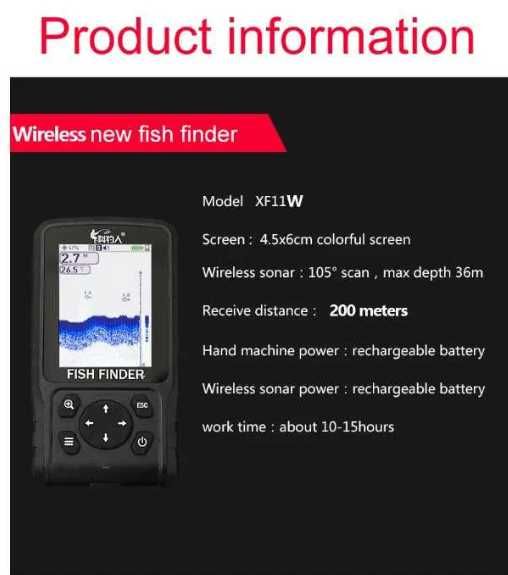 Риболовен Сонар Безжичен 200М Обхват 4.5х6см цветен LCD екран XF11W