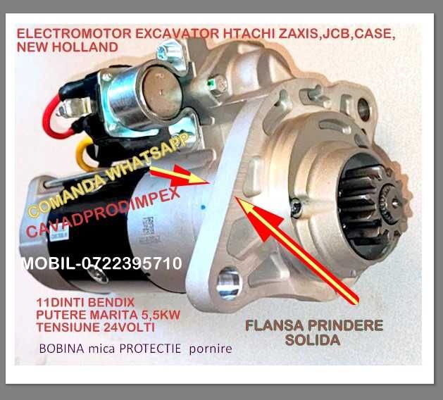 Electromotor nou pentru excavator Hitachi,JCB,Case New Holland 5,5kw