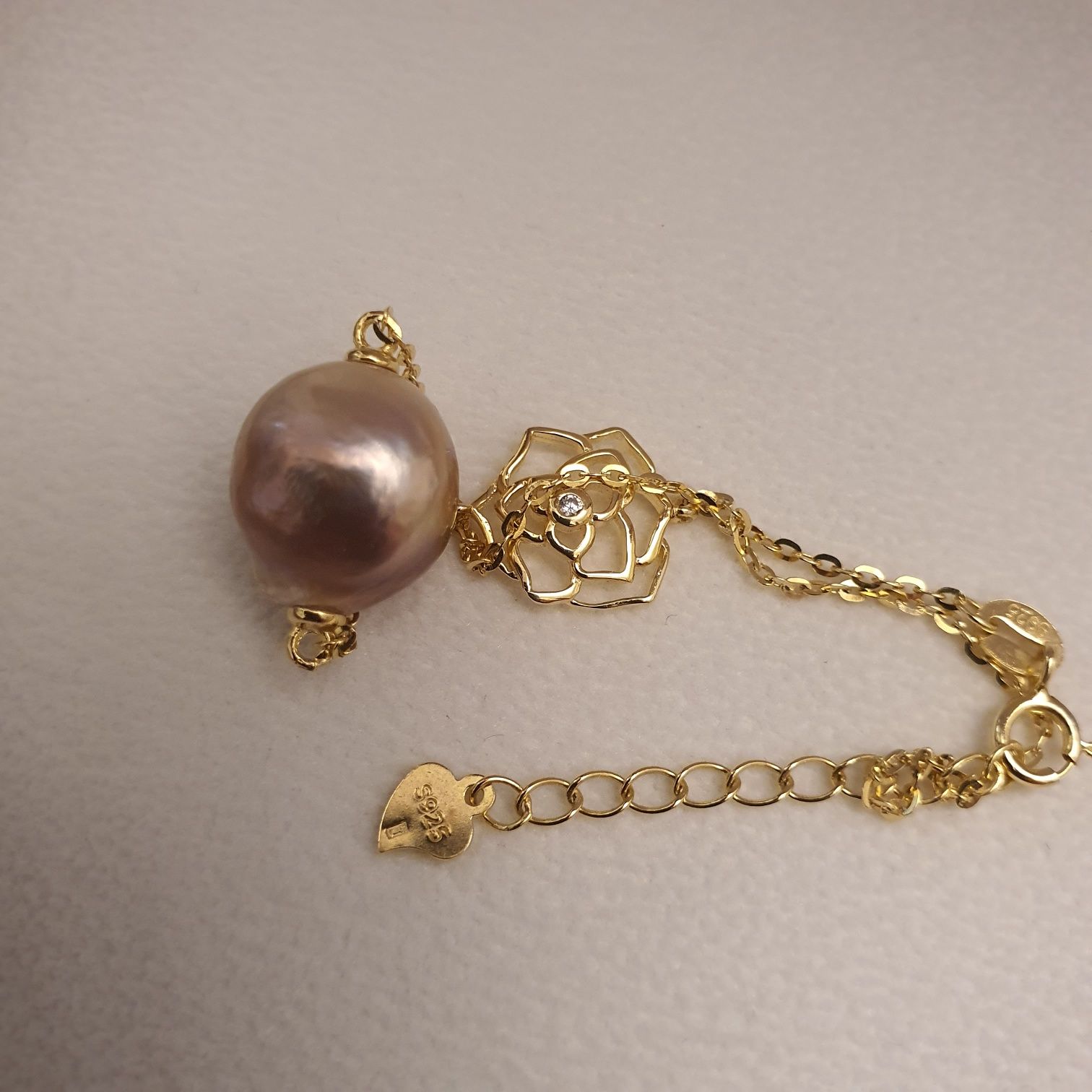 bratara argint 925 vermeil aur 18k cu perla naturala baroque