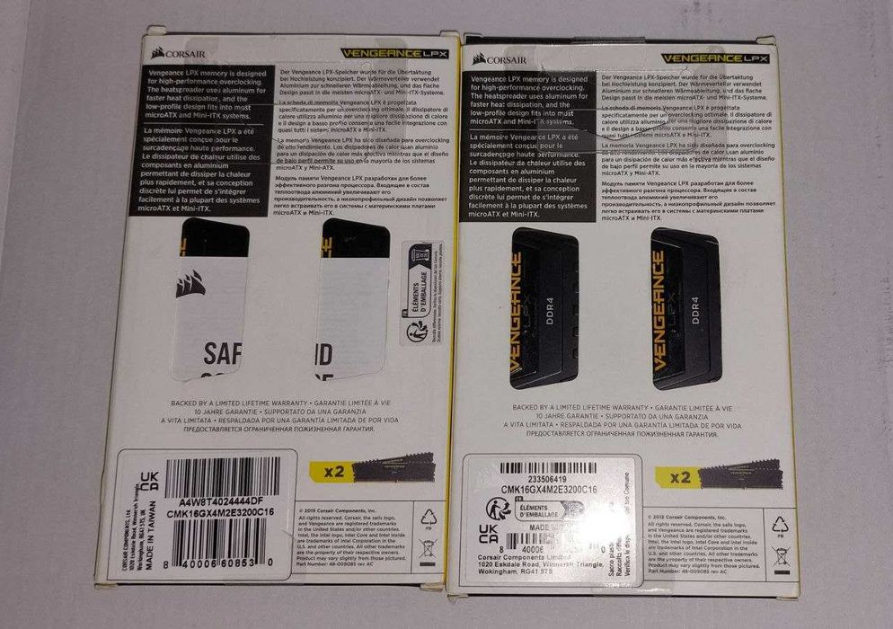 Vând 2 kit-uri de memorie RAM Corsair Vengeance LPX Black 16GB, DDR4