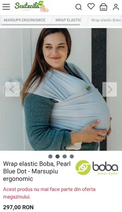 Wrap Boba, bumbac si bambus, Pearl Blue/Dots (editie limitata)