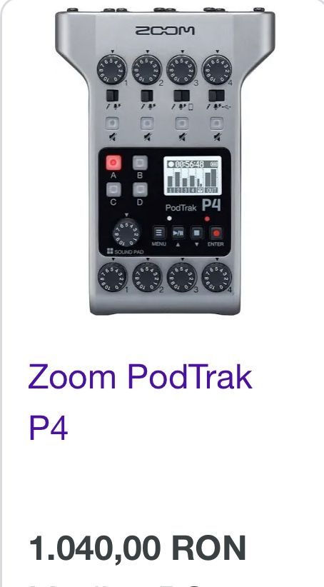 ZOOM PADTRAK P4,acesta este o traducere automata generata