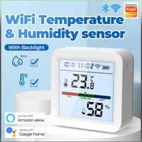 Гигрометр, термометр, поддержка Google Home с подсветкой, Tuya, Wi-Fi