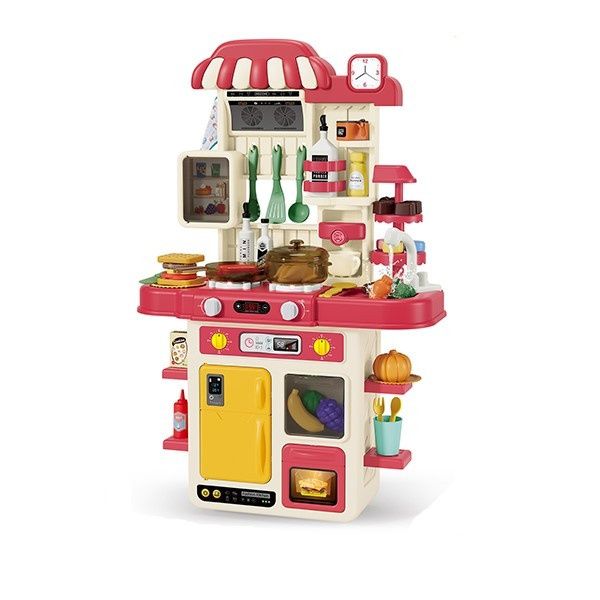 Кухня със светещи котлони, пара и мивка с течаща вода 70 см с 48 части