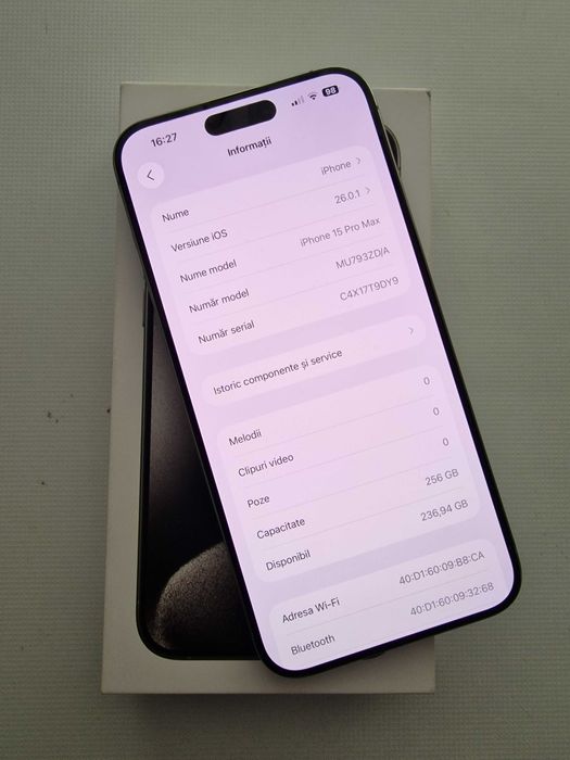 iPhone 15 Pro Max , 256 Gb , 89% sanatate baterie , IMPECABIL !
