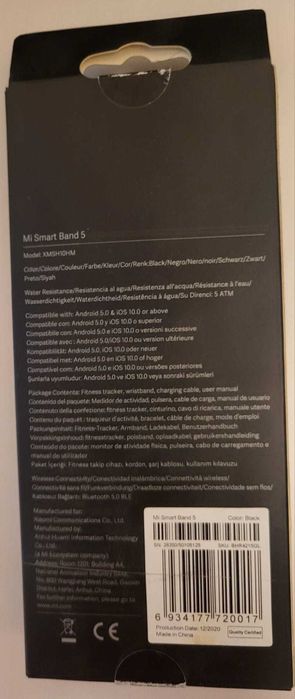 Bratara fitness Xiaomi Smart Band 5, black, sigilat
