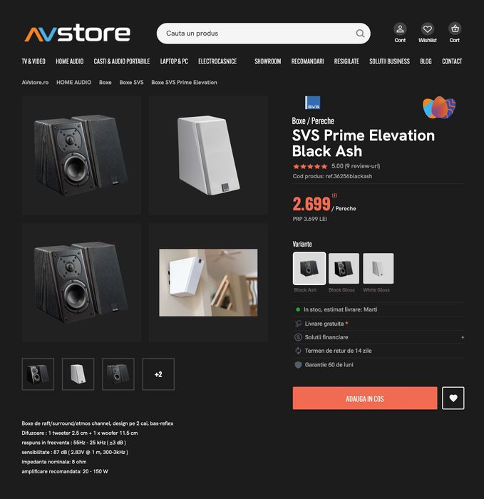 SVS Prime Elevation Black Ash - boxe sateliti sistem 5.1 Dolby Atmos