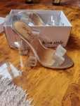 Sandale noi elegante transparente cu toc inalt marime 36