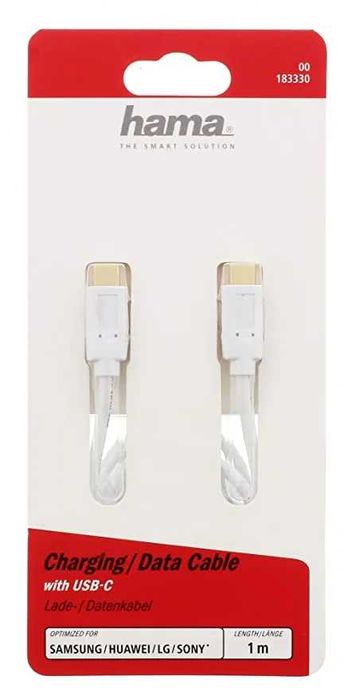Cablu incarcare, date Telefon Tableta USB-C la USB-C 1m HAMA Alb - NOU