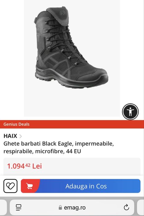 Ghete barbati Haix Black Eagle impermeabile, 44 EU