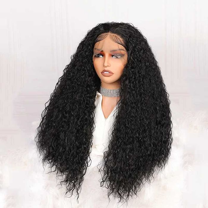 65 см Черна къдрава дантелена перука 13X4Х1 на път