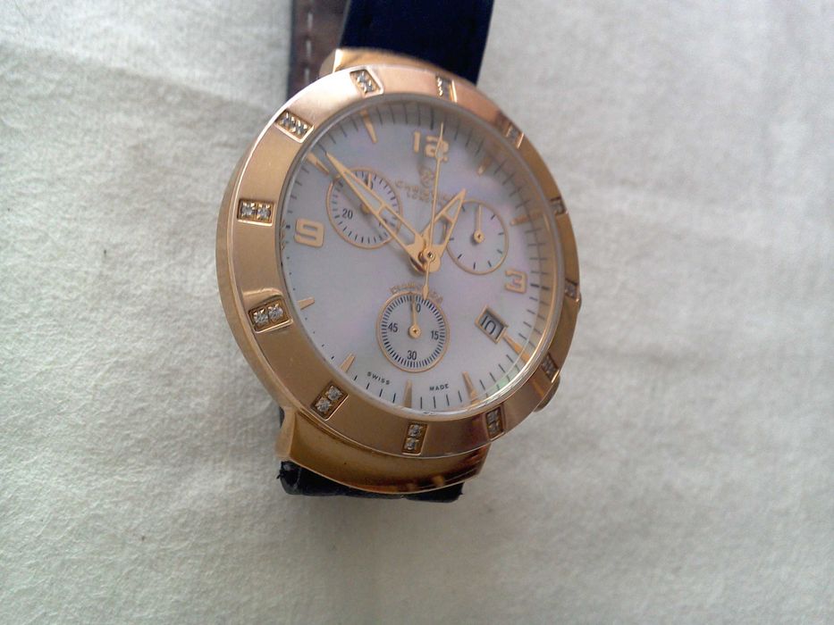 Ceas cronograf placat aur, diamante - NATURALE- "Cristina Diamonds"